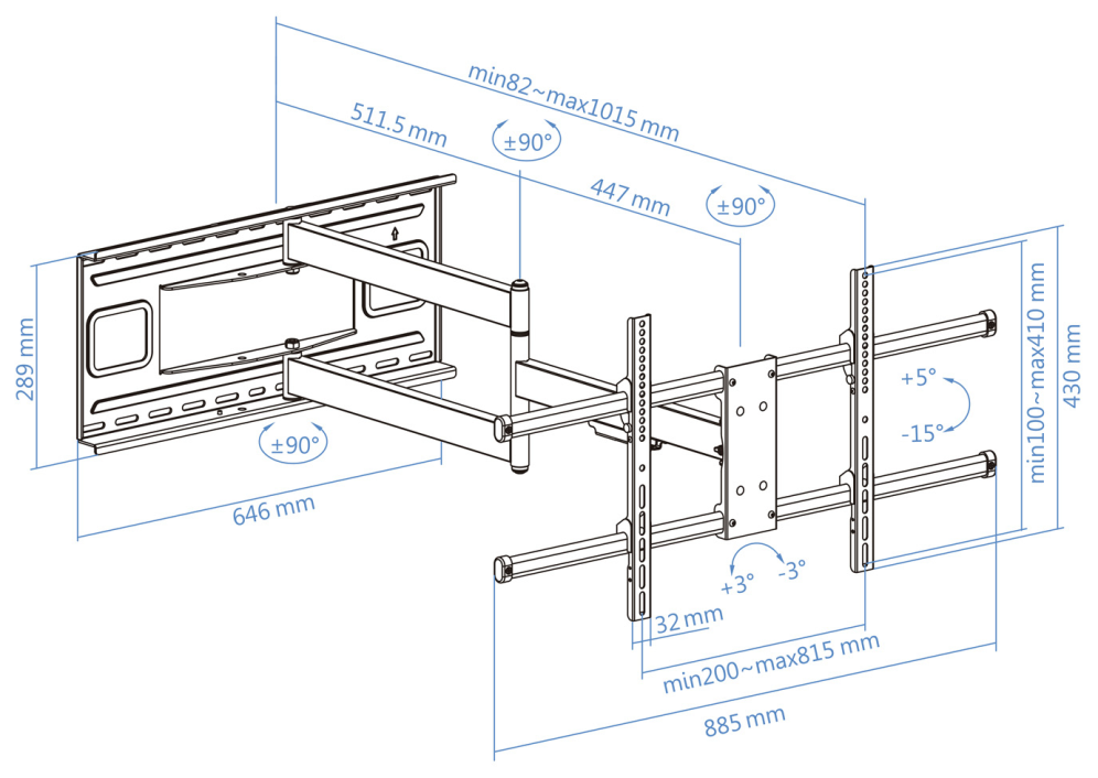 SOPORTE PARED TOOQ LP4380XL-B 43"-80" NEGRO - detalle