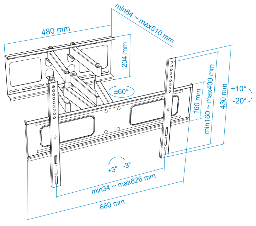 SOPORTE PARED TV LP6270TN-B 37-70 GIRA/INCLI NEGRO - detalle