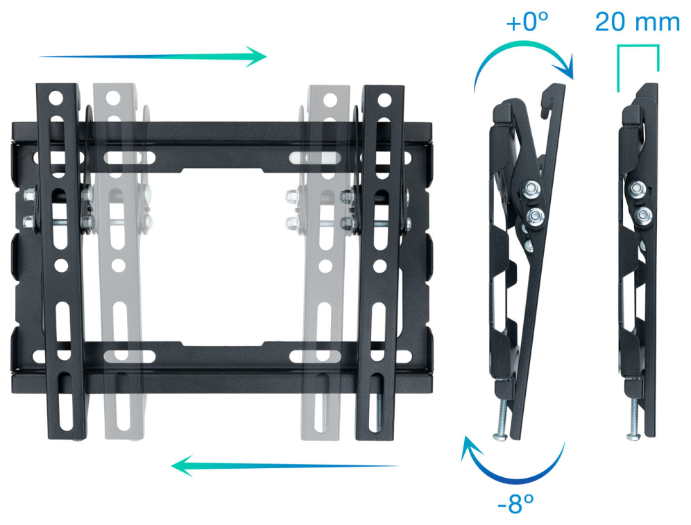 SOPORTE PARED TV TOOQ LP1044T-B NEGRO 23-43" MAX 45 KG - detalle