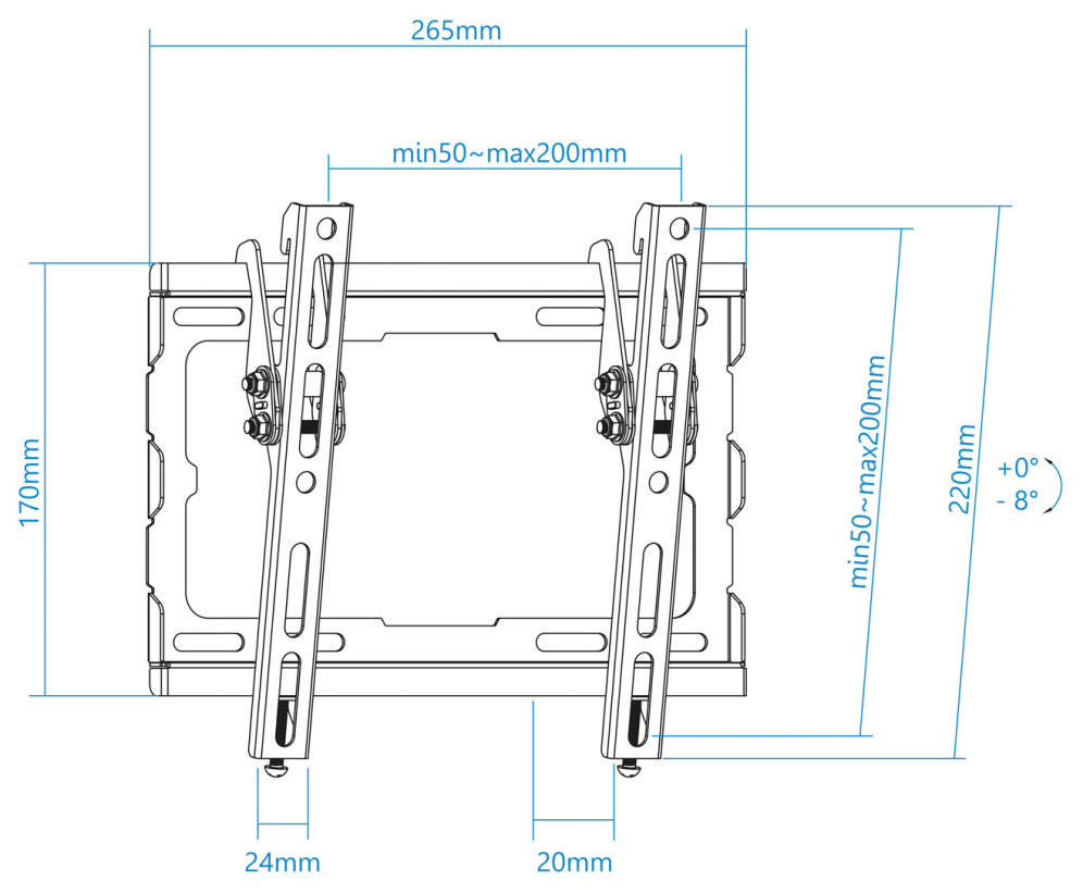 SOPORTE PARED TV TOOQ LP1044T-B NEGRO 23-43" MAX 45 KG - detalle
