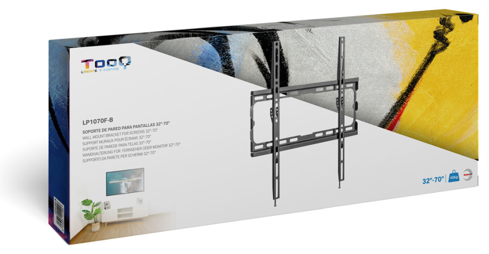 SOPORTE PARED TV TOOQ LP1070F-B NEGRO 32-70" MAX 45 KG - detalle