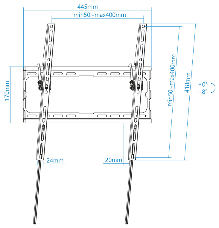 SOPORTE PARED TV TOOQ LP1071T-B NEGRO 32-70" MAX 45 KG - detalle