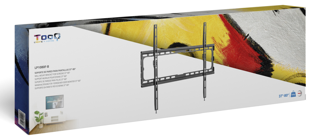 SOPORTE PARED TV TOOQ LP1080F-B NEGRO 37-80" MAX 45 KG - detalle