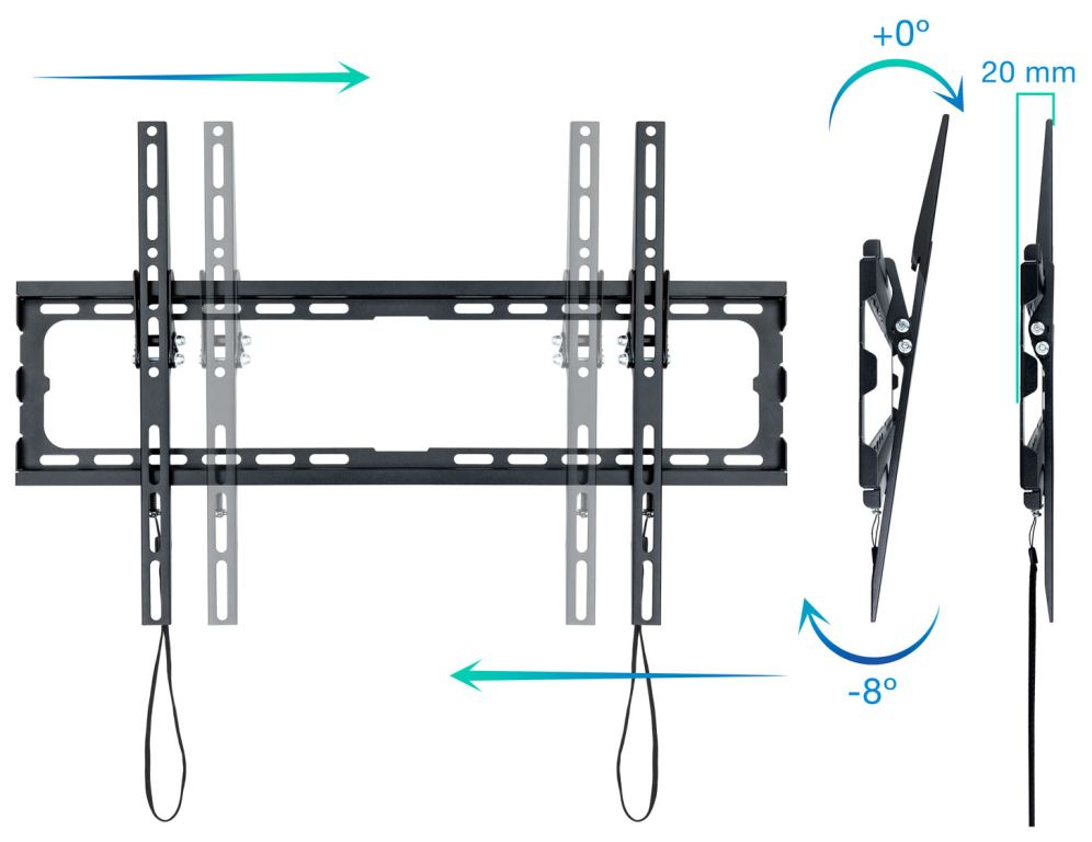 SOPORTE PARED TV TOOQ LP1081T-B NEGRO 37-80" MAX 45 KG - detalle