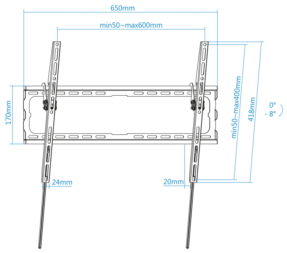 SOPORTE PARED TV TOOQ LP1081T-B NEGRO 37-80" MAX 45 KG - detalle