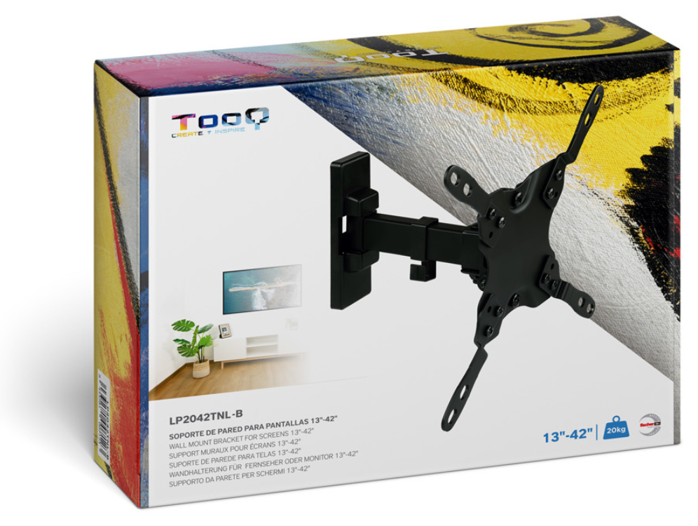 SOPORTE PARED TV TOOQ LP2042TNL-B NEGRO 13-42" MAX 20 KG - detalle