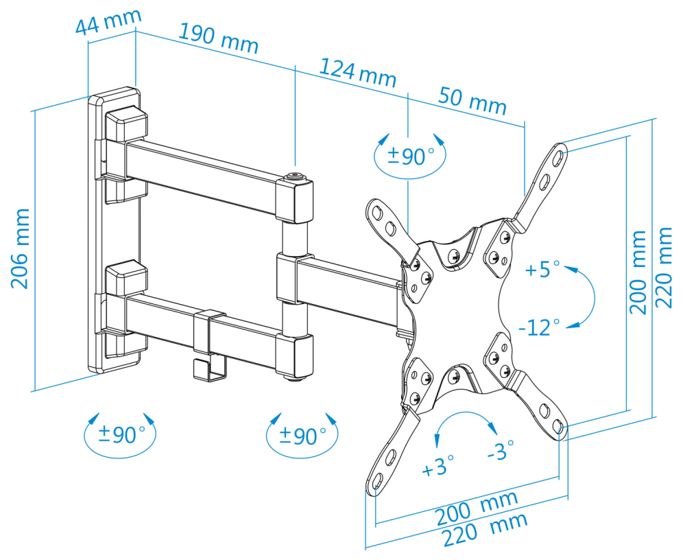 SOPORTE PARED TV TOOQ LP2142TNL-B NEGRO 13-42" MAX 20 KG - detalle