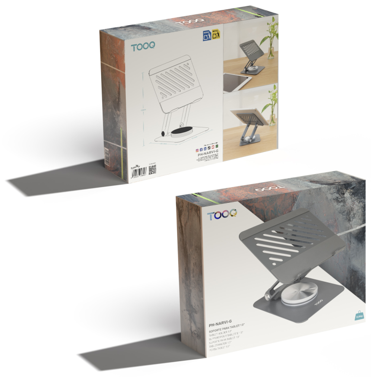 SOPORTE PLEGABLE 360° DISPOSITIVOS HASTA 13", GRIS - detalle