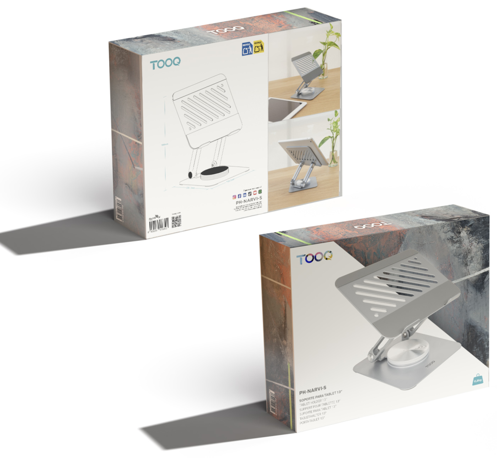 SOPORTE PLEGABLE 360° DISPOSITIVOS HASTA 13", PLATA - detalle
