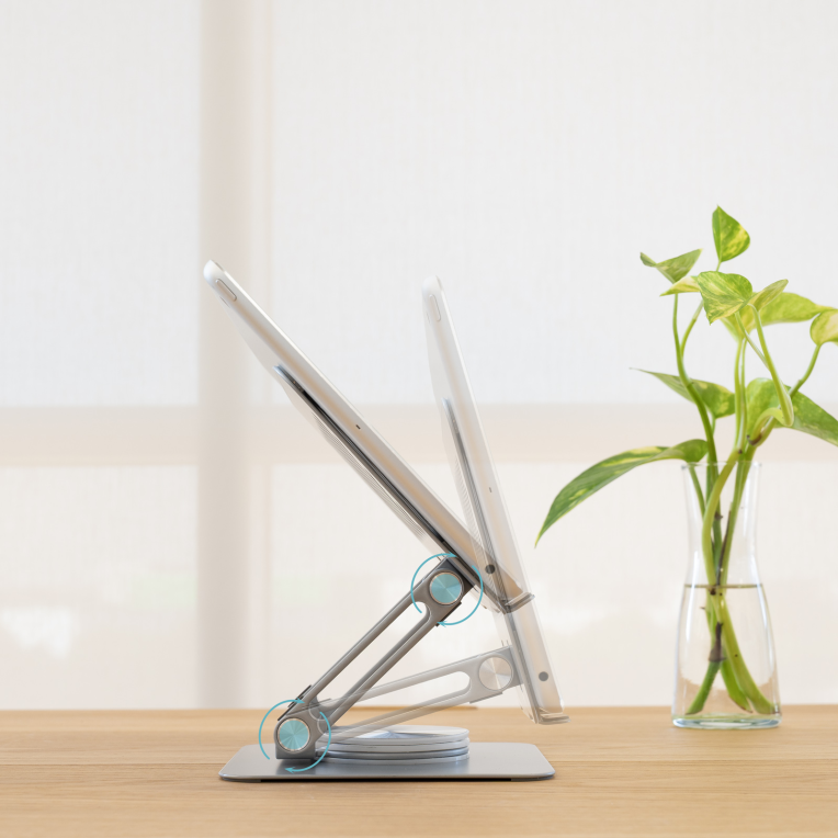 SOPORTE PLEGABLE 360° DISPOSITIVOS HASTA 13", PLATA - detalle