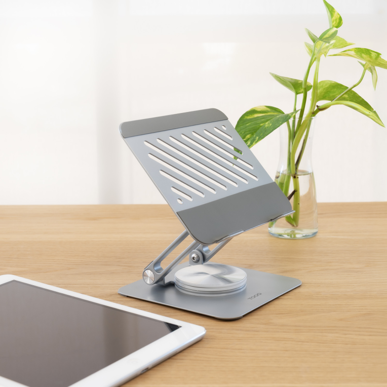 SOPORTE PLEGABLE 360° DISPOSITIVOS HASTA 13", PLATA - detalle