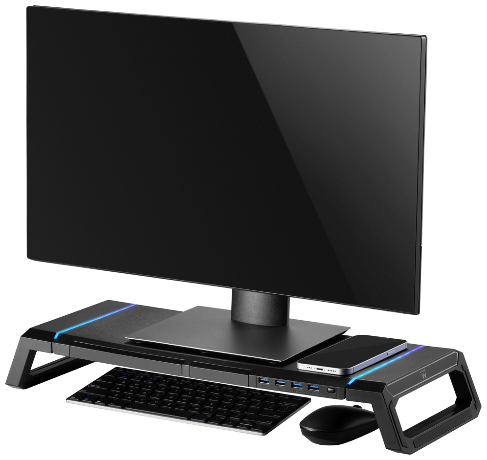 SOPORTE PLEGABLE MONITOR RGB CON CAJON SOPORTE PARA SMARTPHONE 4 PUERTOS. - detalle