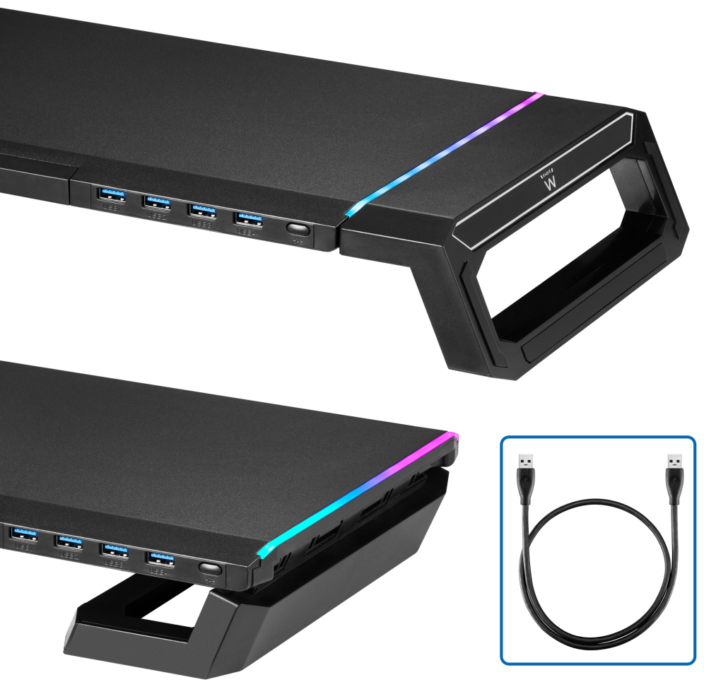 SOPORTE PLEGABLE MONITOR RGB CON CAJON SOPORTE PARA SMARTPHONE 4 PUERTOS. - detalle