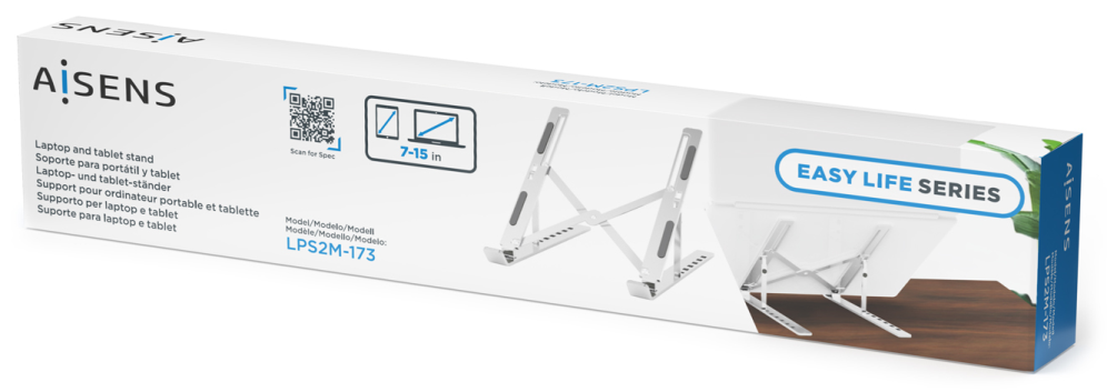 SOPORTE PORTATIL SOBREMESA AISENS AJUSTABLE PLATA - detalle