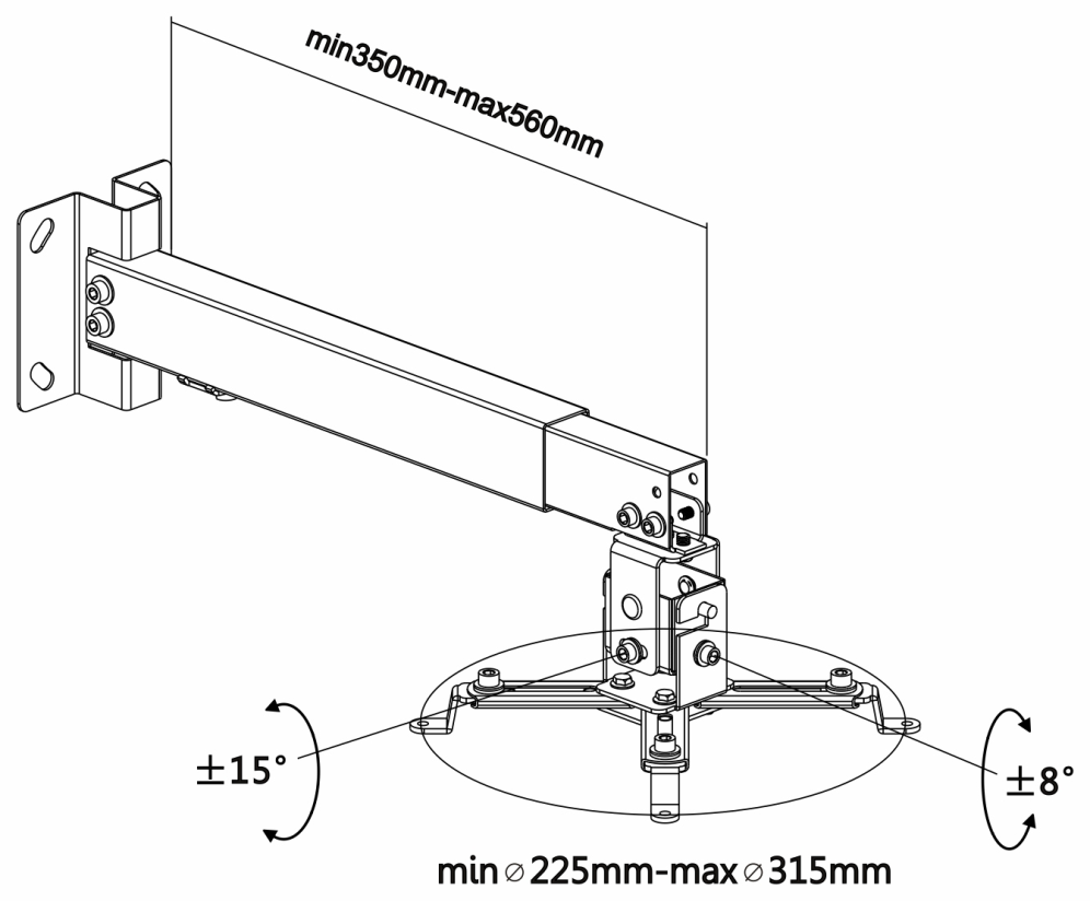 SOPORTE PROYECTOR AISENS TECHO/PARED UNIV INCLINABLE EXTENSIBLE 20KG NEGRO - detalle