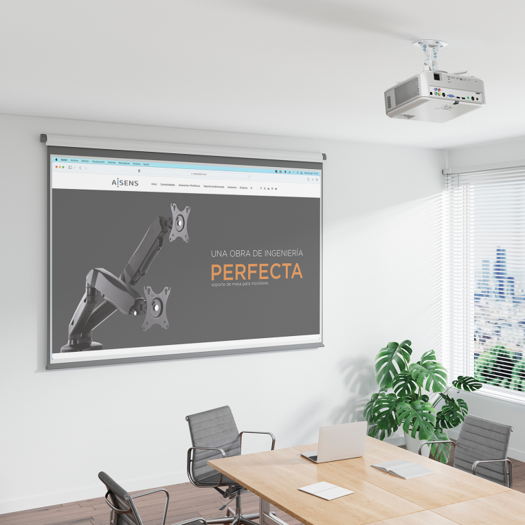 SOPORTE PROYECTOR AISENS UNIVERSAL TECHO GIRATORIO INCLINABLE BLANCO - detalle
