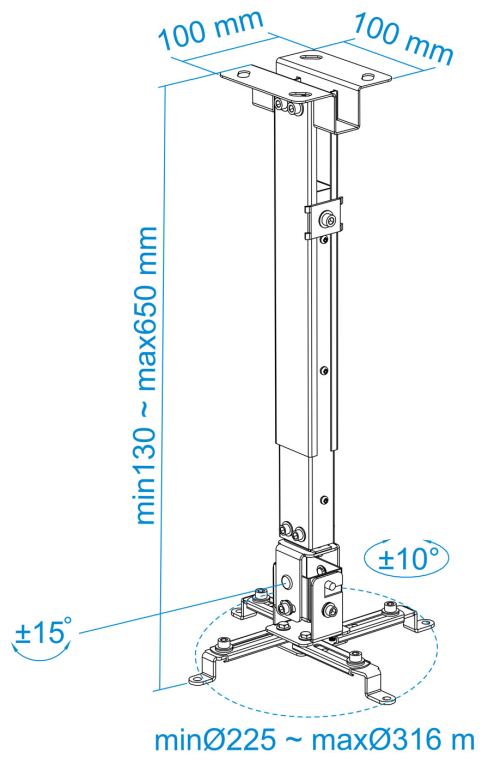 SOPORTE PROYECTOR TECHO TOOQ PJ2012T MX 20 KGS BLANCO - detalle
