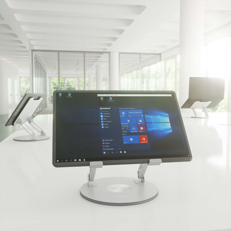 SOPORTE SOBREMESA AISENS AJUSTABLE GIRATORIO PORTATIL/TABLET 7"-13" PLATA - detalle