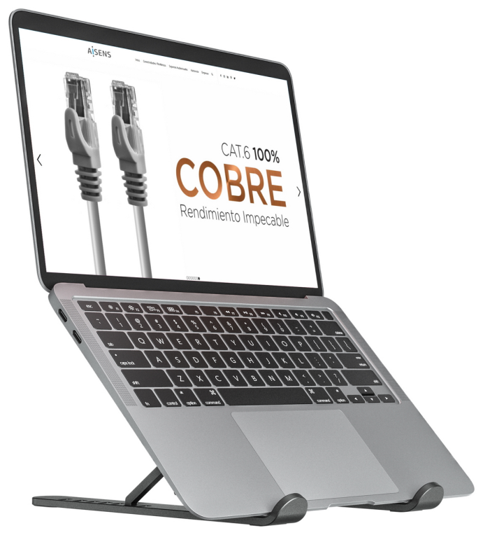 SOPORTE SOBREMESA AISENS AJUSTABLE PARA PORTATIL TABLET GRIS OSCURO - detalle