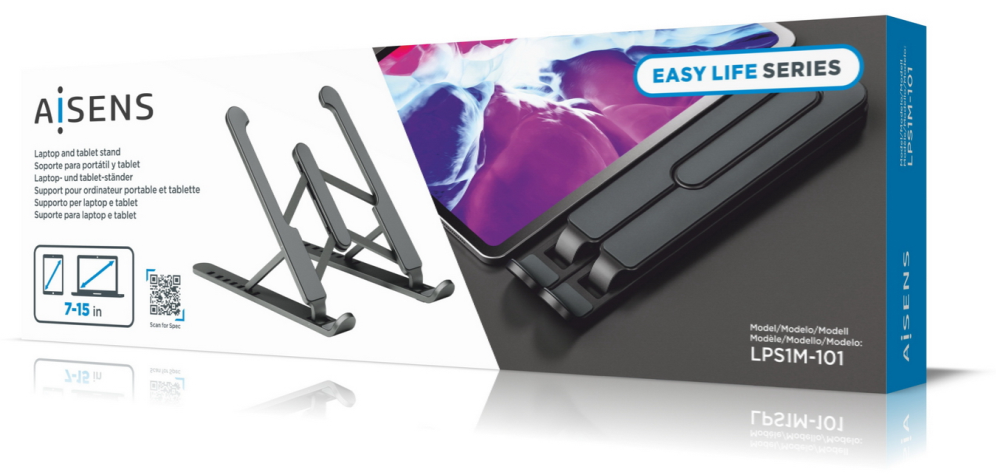 SOPORTE SOBREMESA AISENS AJUSTABLE PARA PORTATIL TABLET GRIS OSCURO - detalle