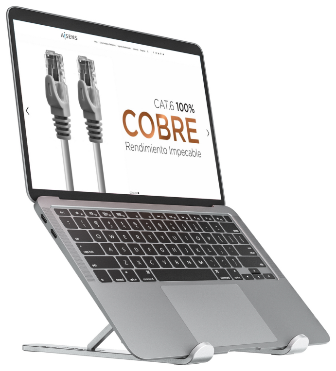 SOPORTE SOBREMESA AISENS AJUSTABLE PARA PORTATIL TABLET PLATA - detalle