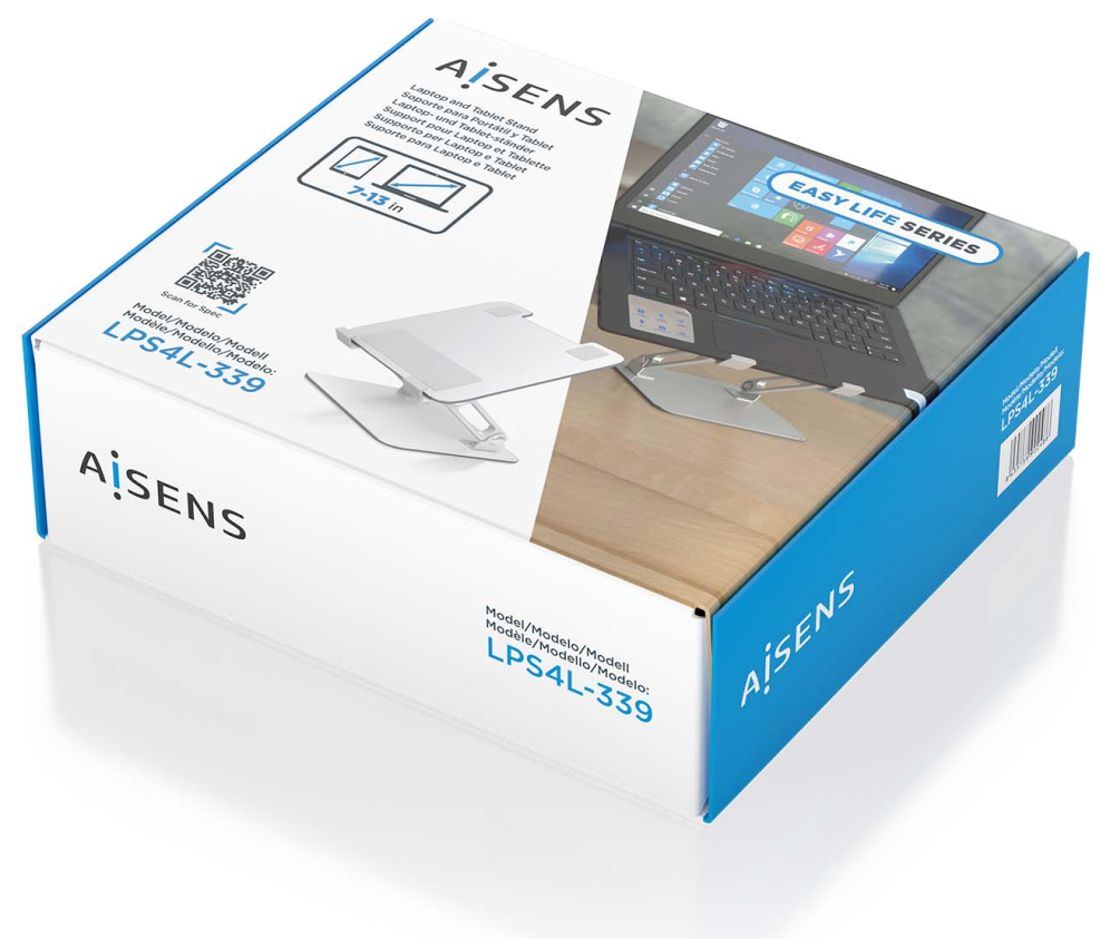 SOPORTE SOBREMESA AISENS AJUSTABLE PORTATIL/TABLET 7"-13" PLATA - detalle
