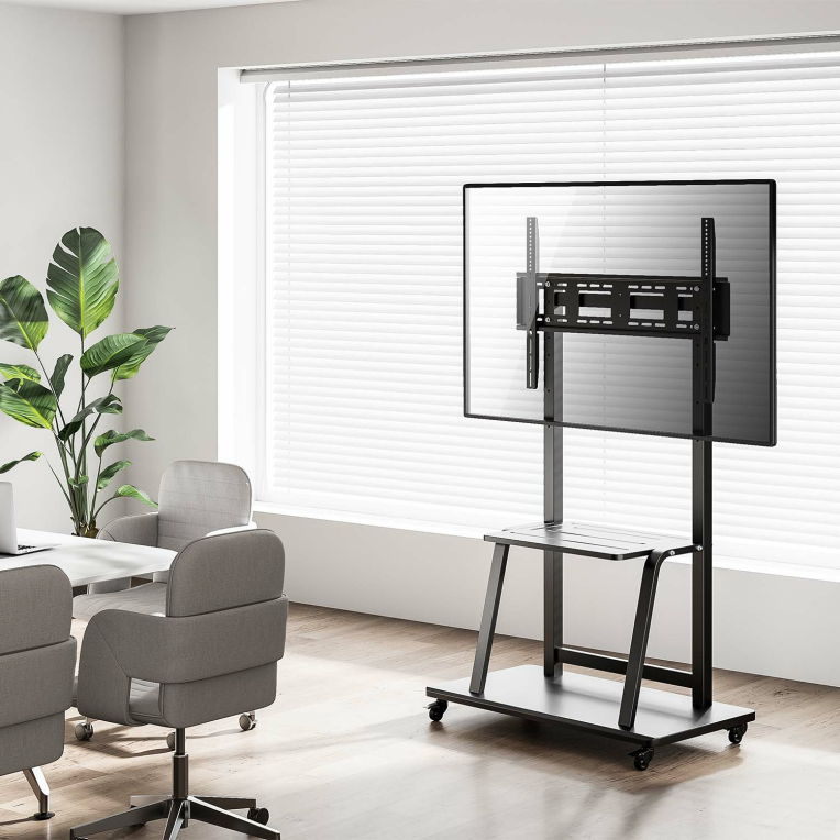 SOPORTE SUELO AISENS ECO RUEDAS BANDEJA DVD MONITOR/TV 150KG 37-100 - detalle