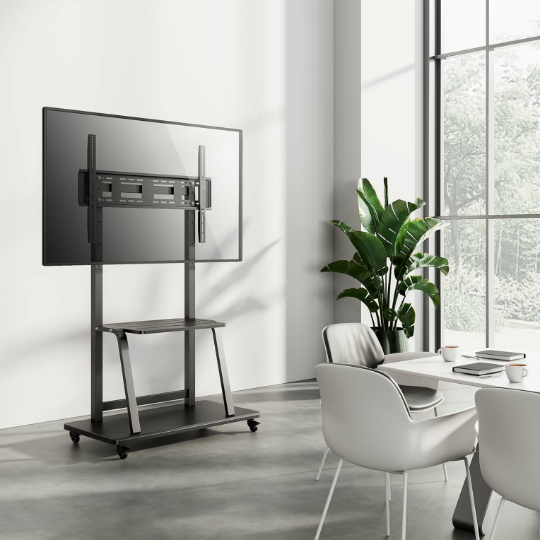 SOPORTE SUELO AISENS ECO RUEDAS BANDEJA DVD MONITOR/TV 150KG 37-100 - detalle