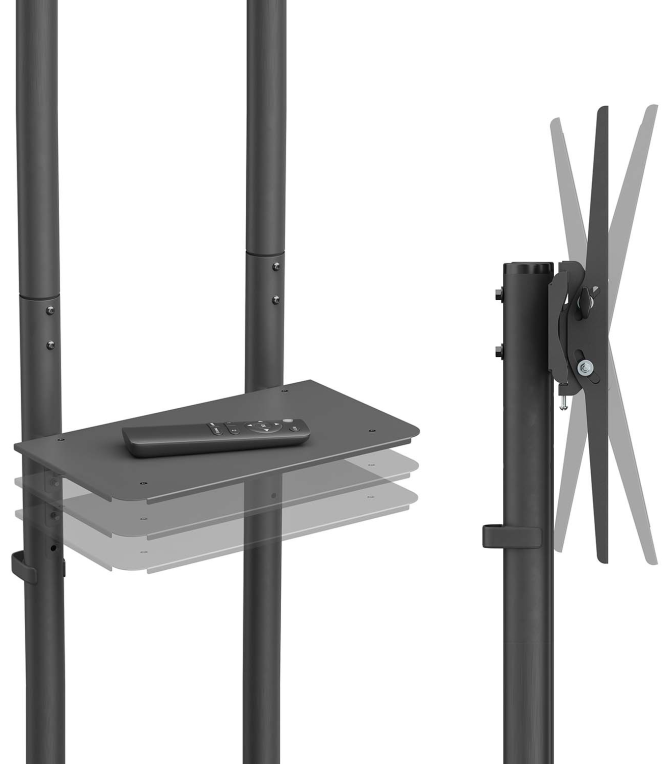 SOPORTE SUELO AISENS RUEDA BANDEJA DVD MONITOR/TV 45KG 37-70 NEGRO - detalle