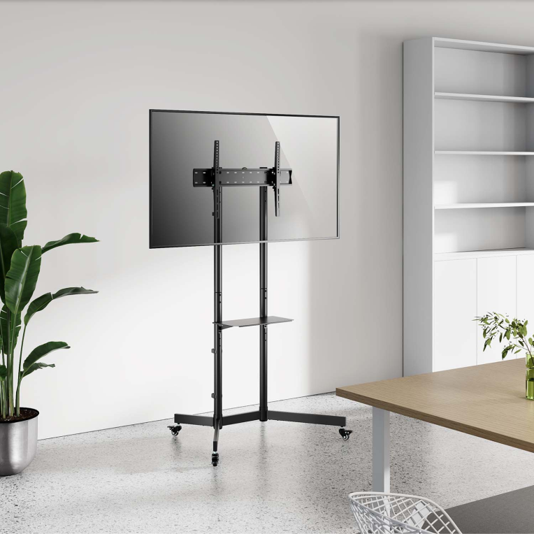 SOPORTE SUELO AISENS RUEDA BANDEJA DVD MONITOR/TV 45KG 37-70 NEGRO - detalle