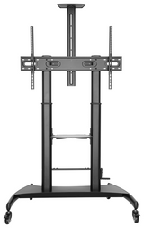 AISENS Soporte de Suelo ECO con Ruedas y Manivela. Bandeja para DVD y Soporte de Cámara para Monitor/TV 100Kg de 60-100.
