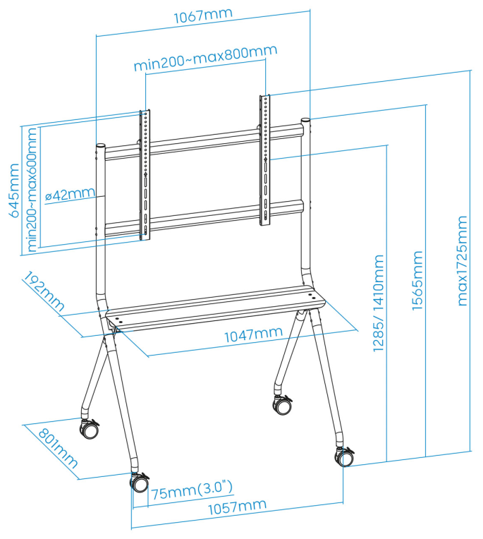 SOPORTE SUELO TOOQ RUEDAS PANTALLAS "ISTAND" 50"-86" - detalle