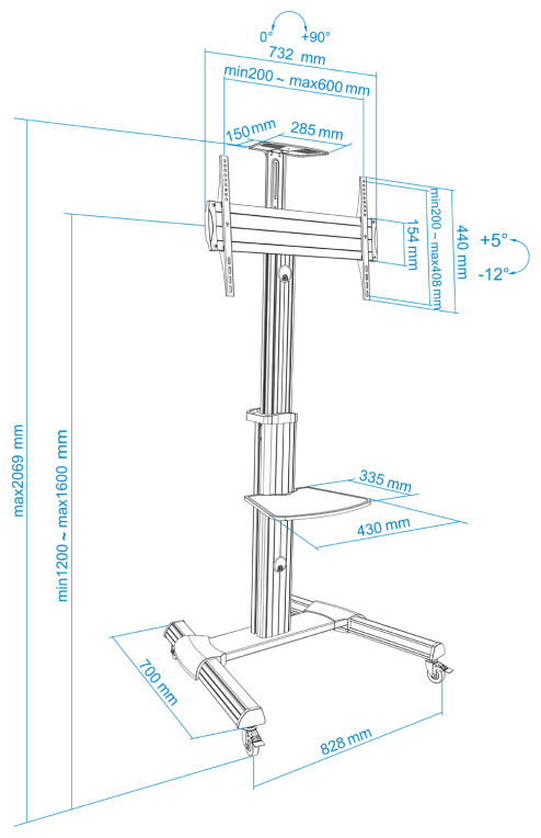 SOPORTE SUELO TOOQ TV HORI./VERTICAL FS1870M-B 37-70 NEGRO - detalle