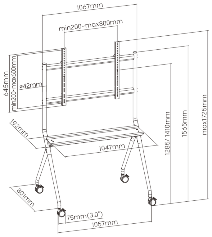 SOPORTE SUELO TV EWENT EW1542 50"-86" VESA 800X600 MAX 120KG - detalle