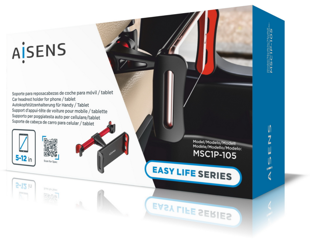 SOPORTE TABLET AISENS COCHE AJUSTABLE (1 PIVOTE) REPOSACABEZAS - detalle