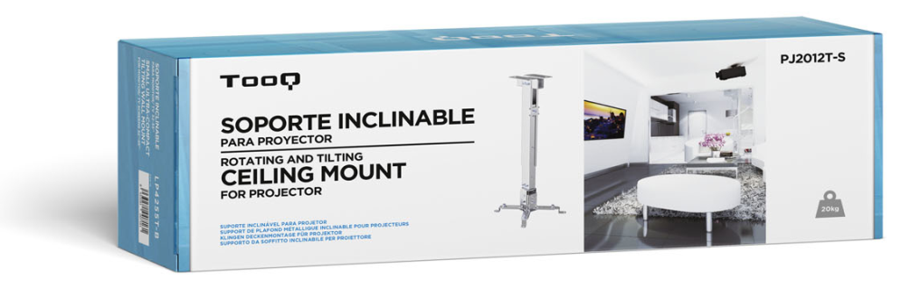 SOPORTE TECHO PROYECTOR TOOQ PJ2012T-SPLATA 130/430 - 650 mm MAX 20 KG - detalle
