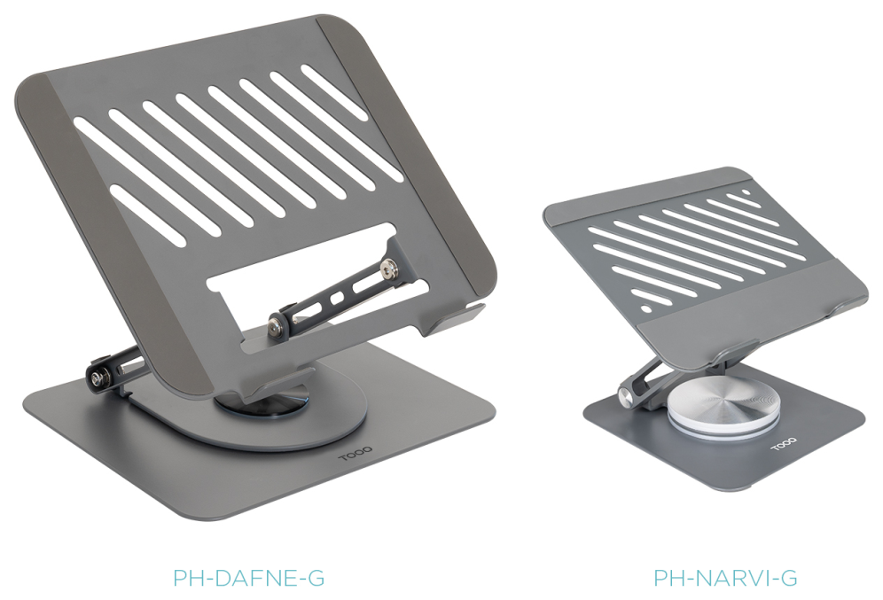 SOPORTE TOOQ PLEGABLE 360° DISPOSITIVOS 11-17", GRIS - detalle