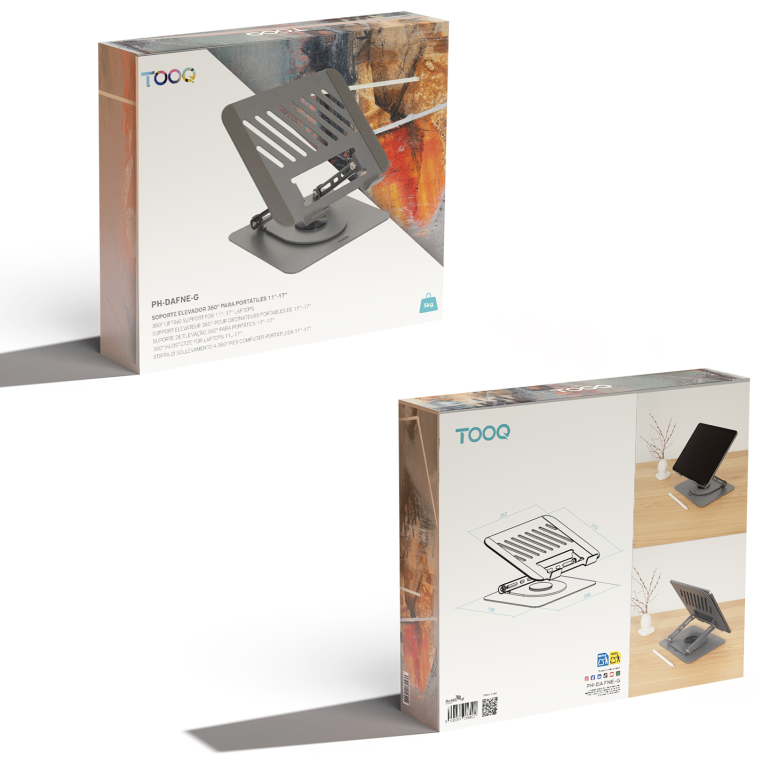 SOPORTE TOOQ PLEGABLE 360° DISPOSITIVOS 11-17", GRIS - detalle