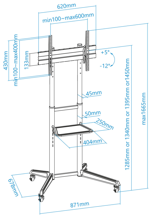 SOPORTE TOOQ SUELO RUEDAS PANTALLAS 37"-70" - detalle