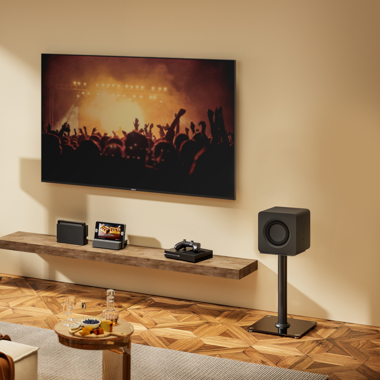 SOPORTE UNIVERSAL AISENS SUELO ALTAVOCES NEGRO - detalle