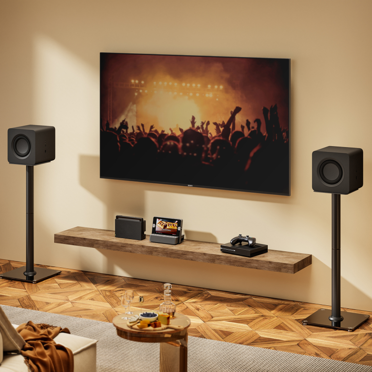 SOPORTE UNIVERSAL AISENS SUELO ALTAVOCES NEGRO - detalle