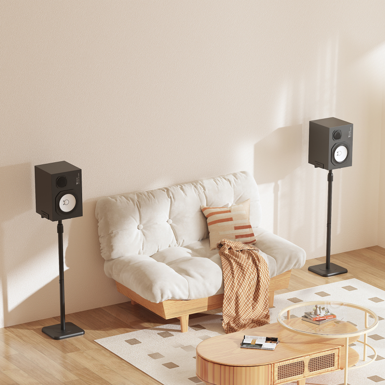SOPORTE UNIVERSAL AISENS SUELO GIRATORIO E INCLINABLE ALTAVOCES NEGRO - detalle
