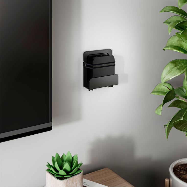 SOPORTE UNIVERSAL DE PARED AISENS PARA MINI PC ROUTER NEGRO - detalle