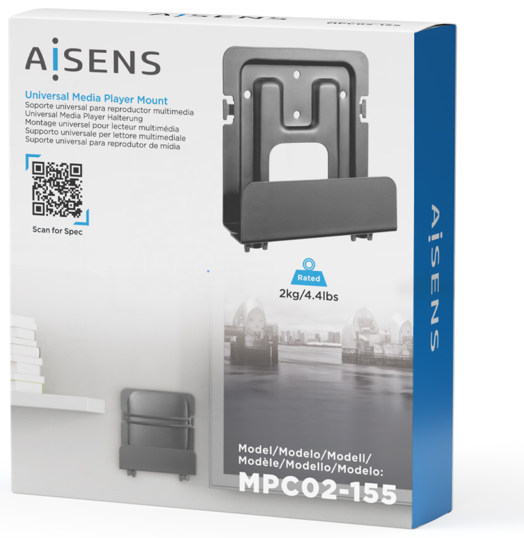 SOPORTE UNIVERSAL DE PARED AISENS PARA MINI PC ROUTER NEGRO - detalle