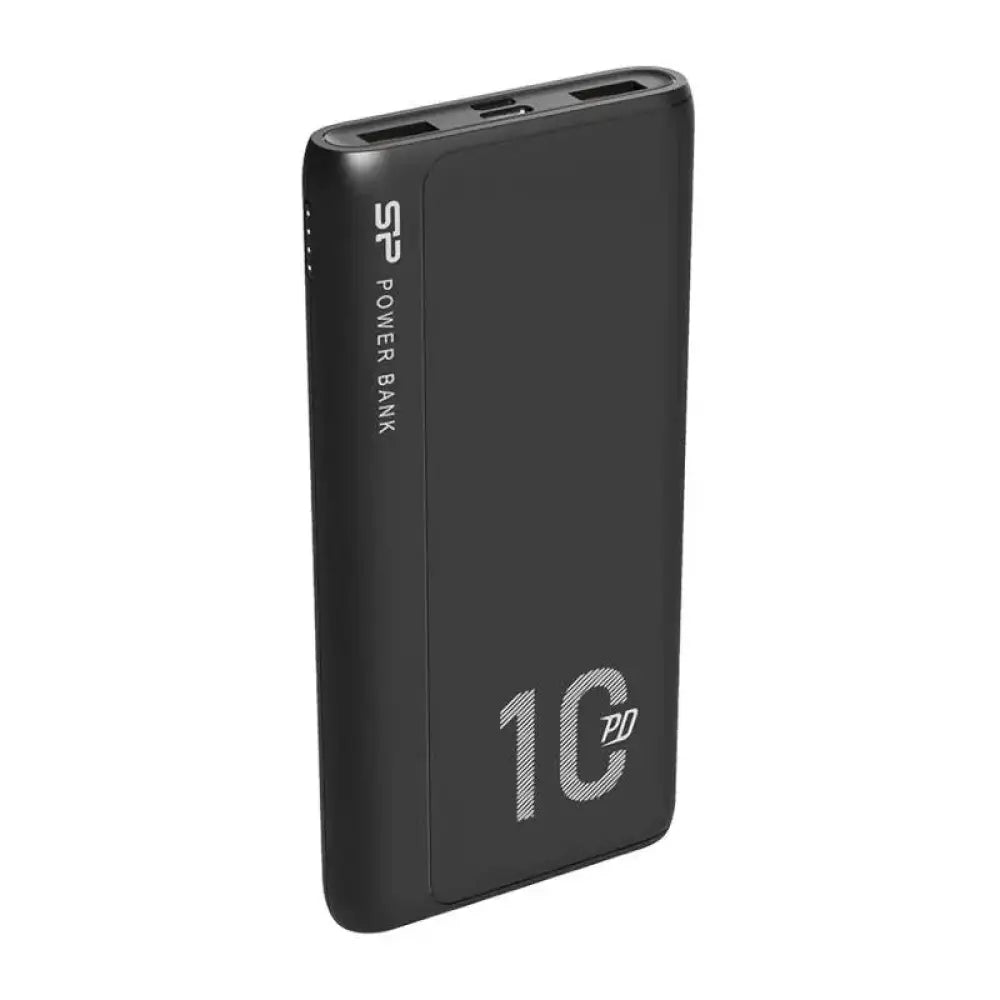Powerbank SILICON POWER QP15 de 10,000mAh con carga rápida en color negro, portátil y ideal para cargar dispositivos móviles.