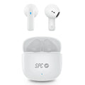 Auriculares SPC Zion 2 BT con micrófono, resistencia IPX4, en color blanco, ideales para llamadas y música.