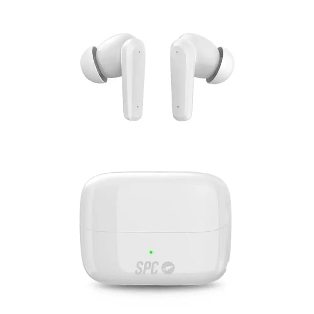 Auriculares SPC Ether 2 Pro con micrófono en color blanco, con diadema ajustable y controles en el cable.