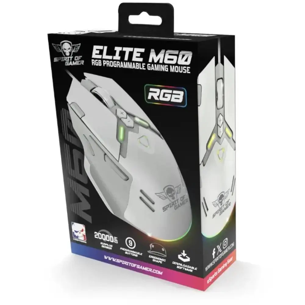 Spirit of Gamer Ratón Elite M60 Blanco RGB - detalle