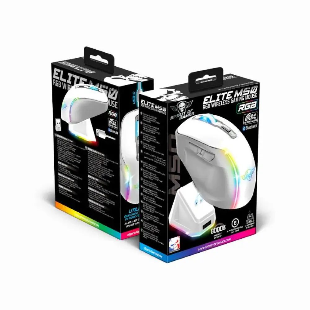 Spirit of Gamer Raton Inalambrico Elite M50 Blanco - detalle