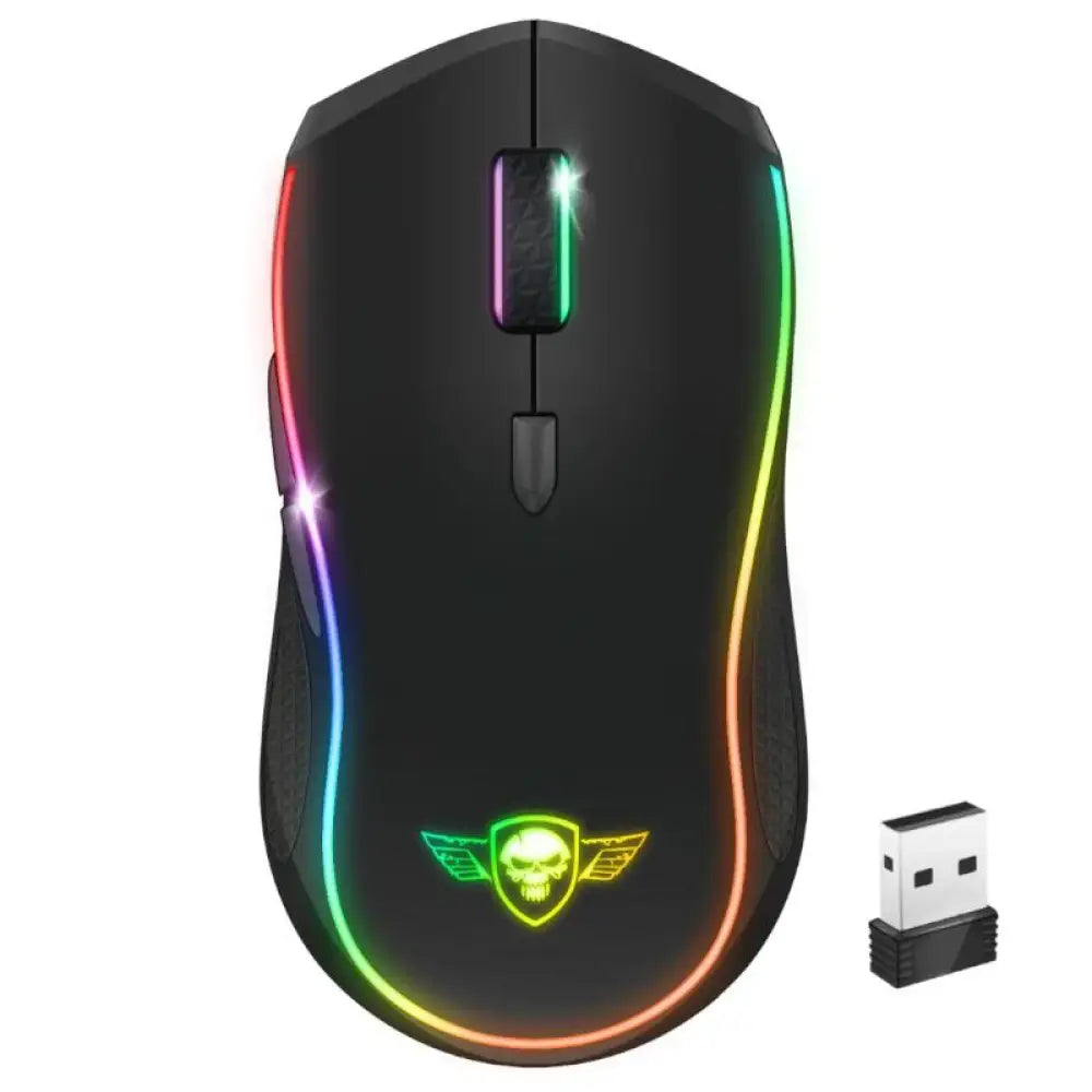Ratón inalámbrico Spirit of Gamer Pro M9 con iluminación RGB, diseñado para gaming, visible en la imagen.